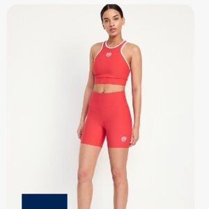 Old navy red sports bra and bike shorts set